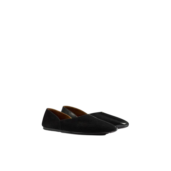 Jane Flat in Black Suede and Glazed Leather - Image 2