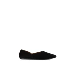 Khaite Jane Flat in Black Suede and Glazed Leather
