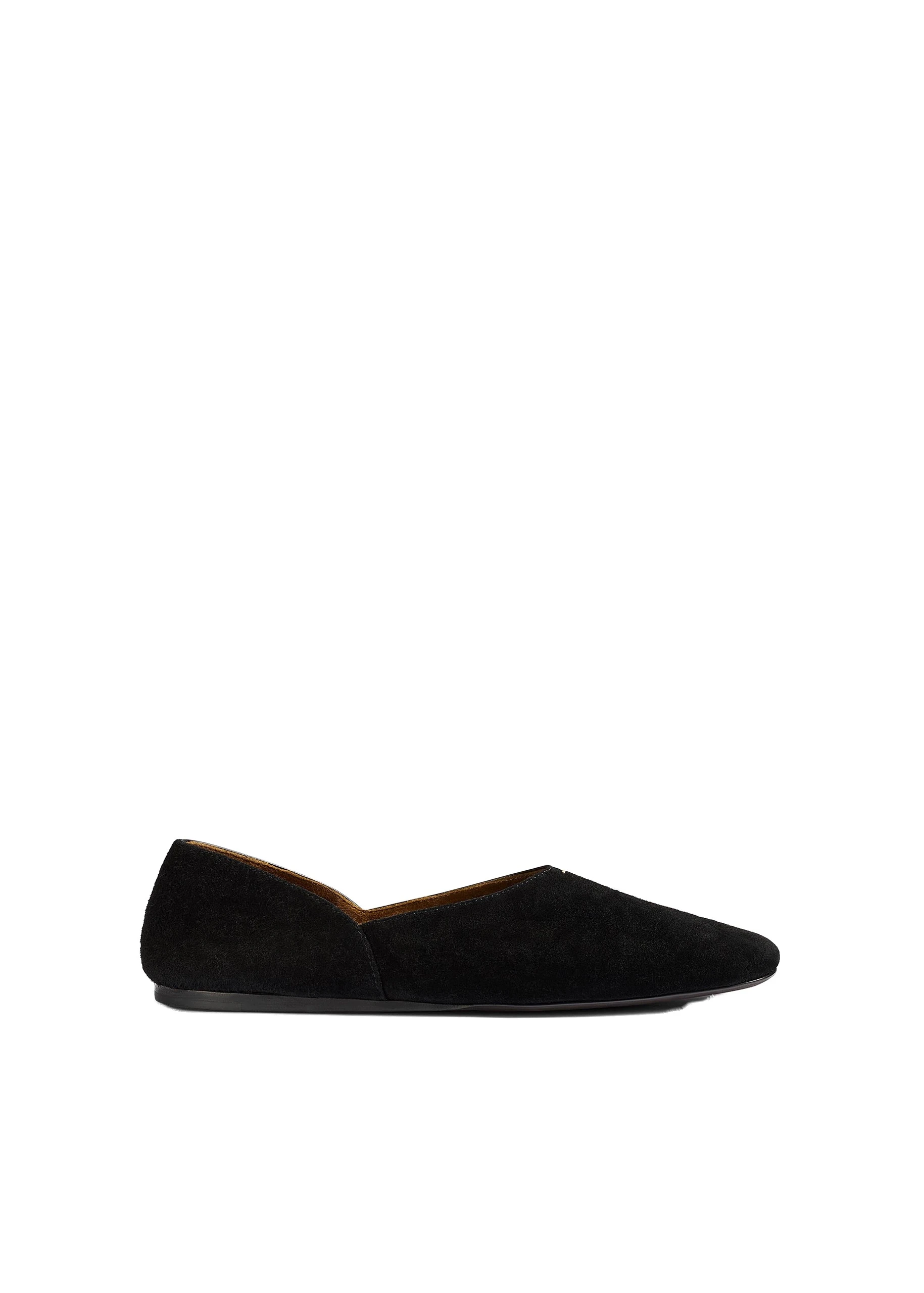Khaite Jane Flat in Black Suede and Glazed Leather | Buy Shoes at Luxury Shoes Khaite Jane Flat in Black Suede and Glazed Leather