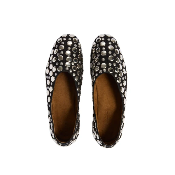 Jane Flat in Black Suede with Silver Studs - Image 4