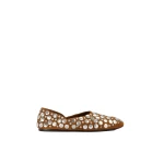 Khaite Jane Flat in Caramel Suede with Silver Studs