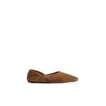 Khaite Jane Flat in Dattero Suede and Python-Embossed Taupe