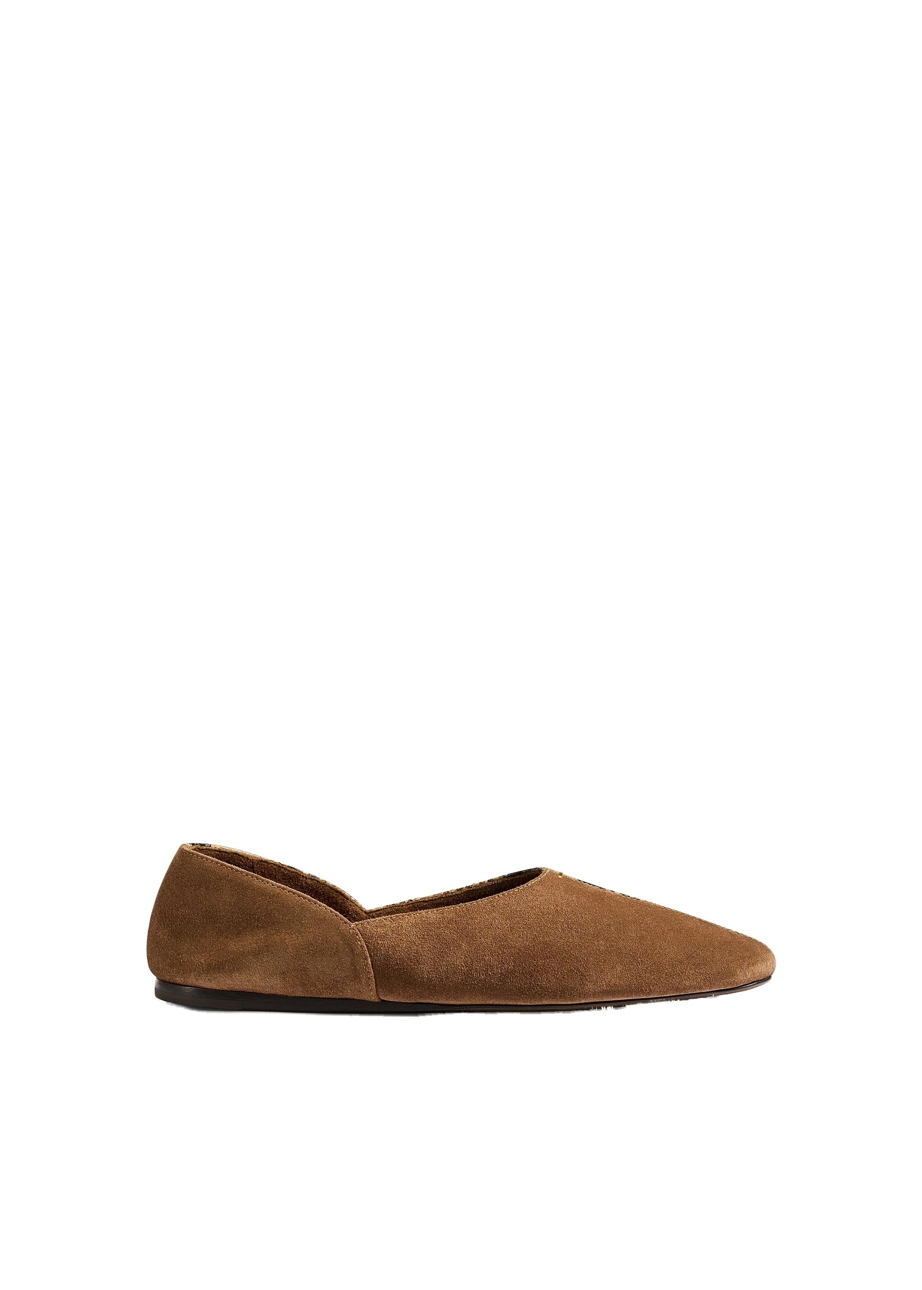 Khaite Jane Flat in Dattero Suede and Python-Embossed Taupe | Buy Shoes at Luxury Shoes Khaite Jane Flat in Dattero Suede and Python-Embossed Taupe