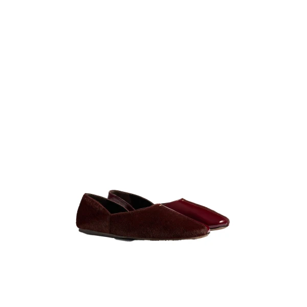 Jane Flat in Rouge Noir Haircalf and Glazed Leather - Image 2