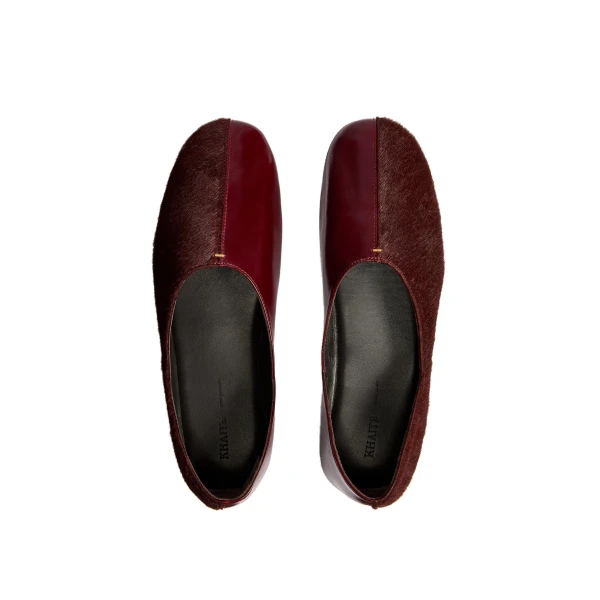 Jane Flat in Rouge Noir Haircalf and Glazed Leather - Image 3