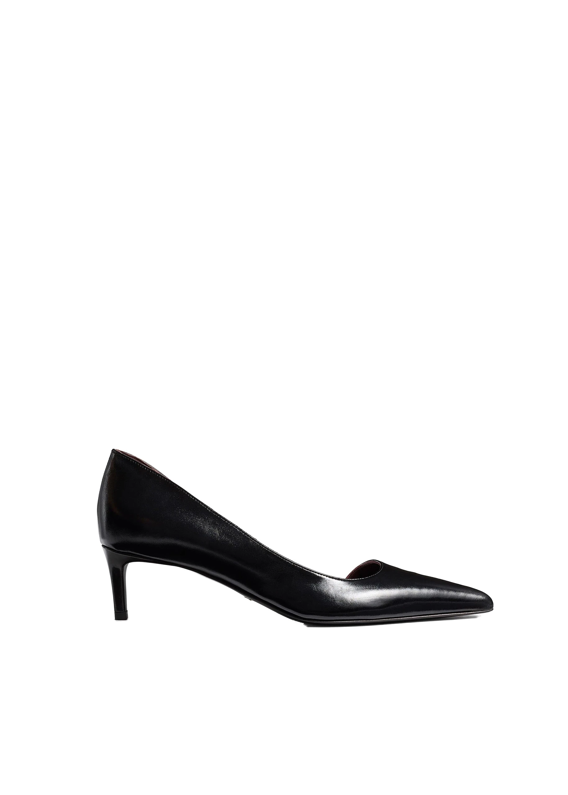 Khaite Jett D’Orsay Low Pump in Black Glazed Leather | Buy Shoes at Luxury Shoes Khaite Jett D'Orsay Low Pump in Black Glazed Leather