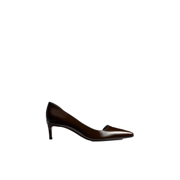 Khaite Jett D'Orsay Low Pump in Cacao Glazed Leather
