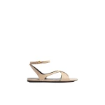 Khaite Liria Ankle Strap Flat Sandal in Nude Glazed Leather