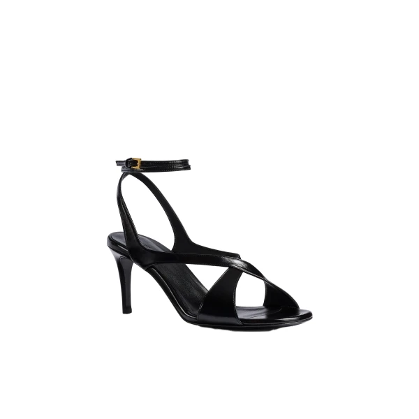 Liria Ankle Strap Sandal in Black Glazed Leather - Image 2