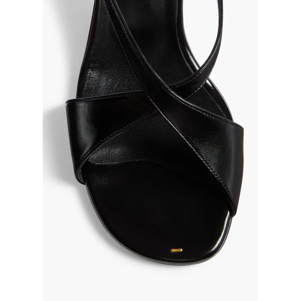 Liria Ankle Strap Sandal in Black Glazed Leather - Image 5