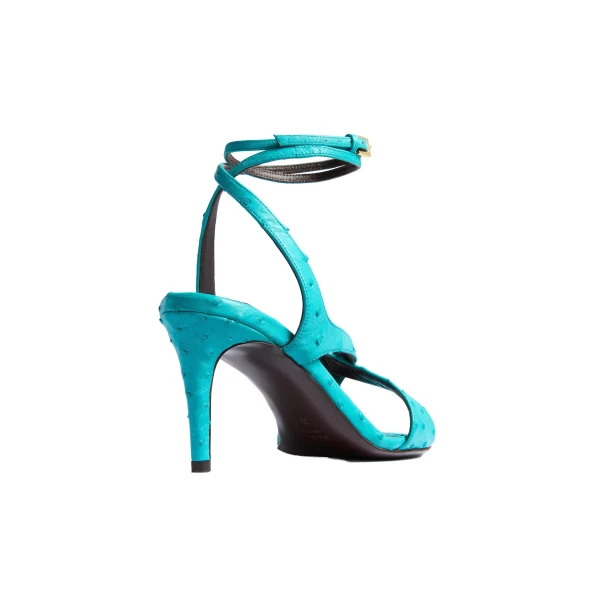 Liria Ankle Strap Sandal in Crystal Blue Ostrich - Image 4