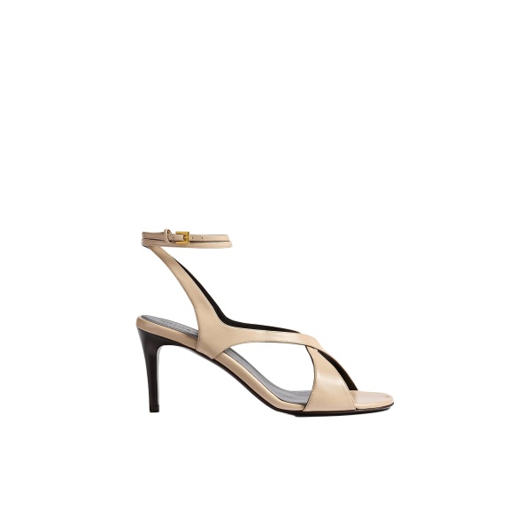 Khaite Liria Ankle Strap Sandal in Nude Glazed Leather