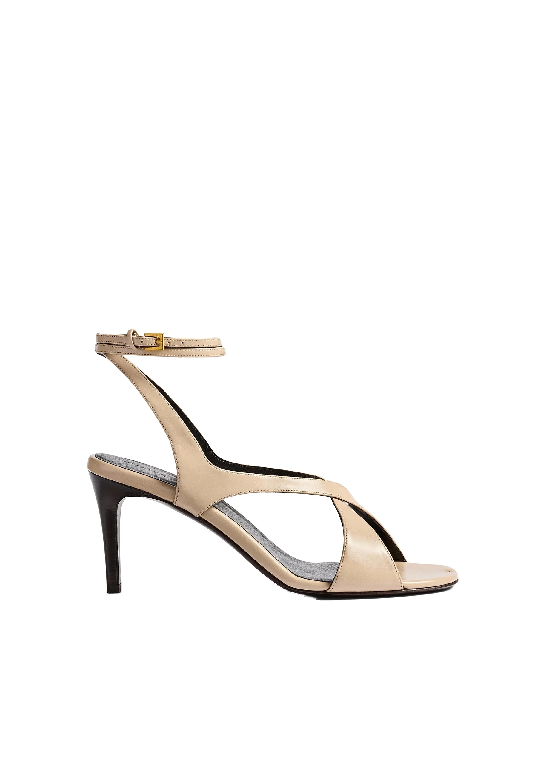 Khaite Liria Ankle Strap Sandal in Nude Glazed Leather | Buy Shoes at Luxury Shoes Khaite Liria Ankle Strap Sandal in Nude Glazed Leather