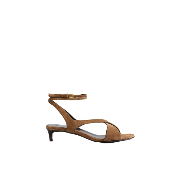Khaite Liria Kitten Heel Sandal in Dattero Suede