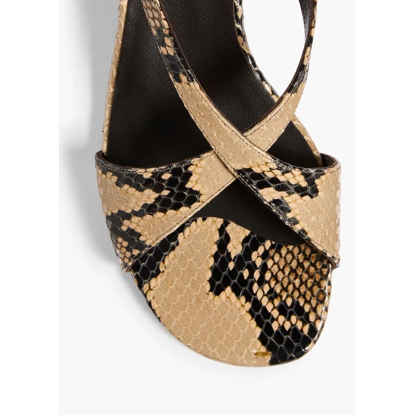 Liria Kitten Heel Sandal in Python-Embossed Taupe - Image 4