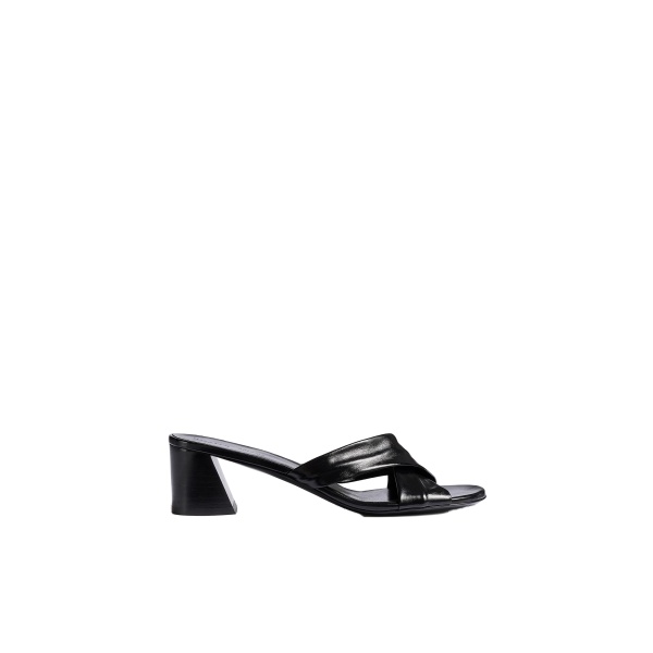 Khaite Liria Sandal in Black Glazed Leather