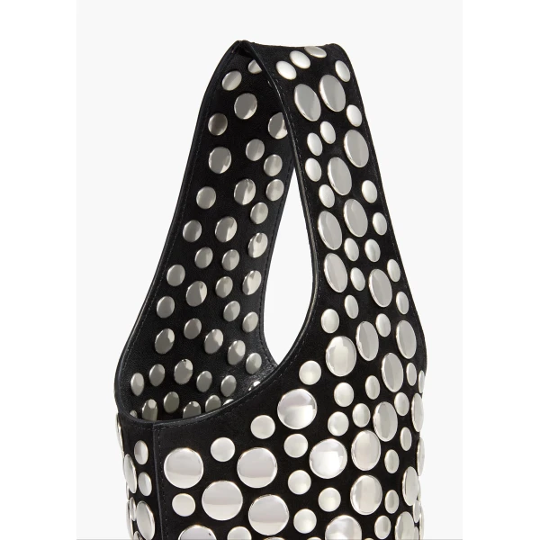 Livia Bag in Black Suede with Silver Studs - Image 3