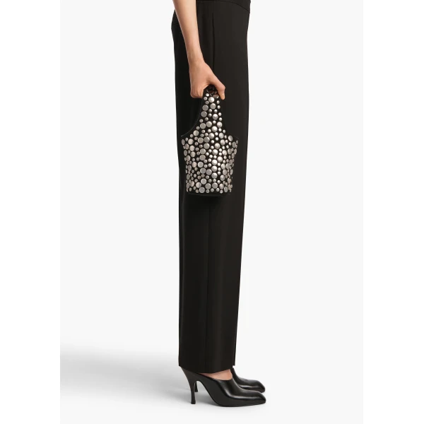 Livia Bag in Black Suede with Silver Studs - Image 4