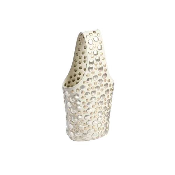 Livia Bag in Optic White Leather with Silver Studs - Image 2