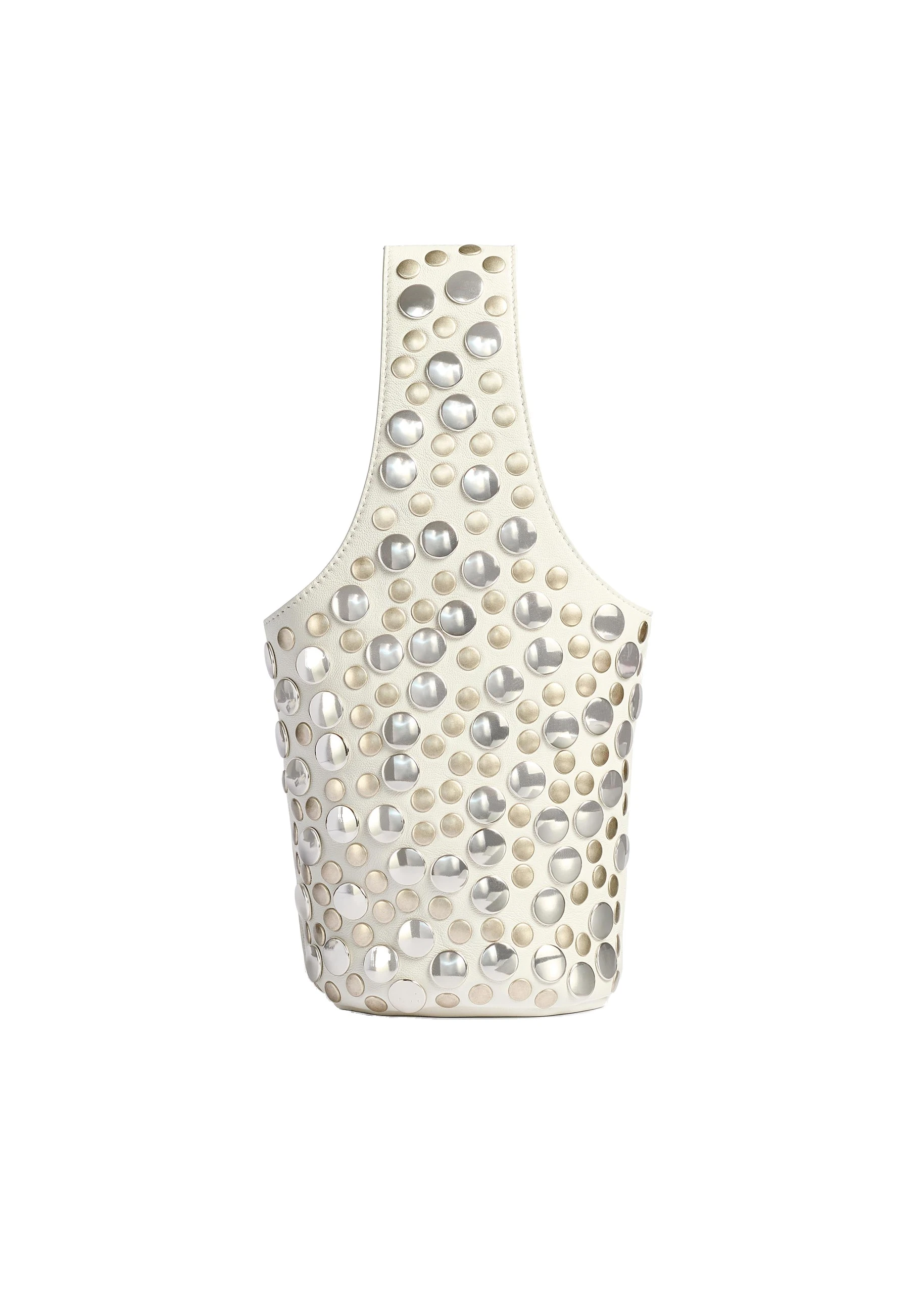 Khaite Livia Bag in Optic White Leather with Silver Studs | Buy Bags at Luxury Shoes Khaite Livia Bag in Optic White Leather with Silver Studs