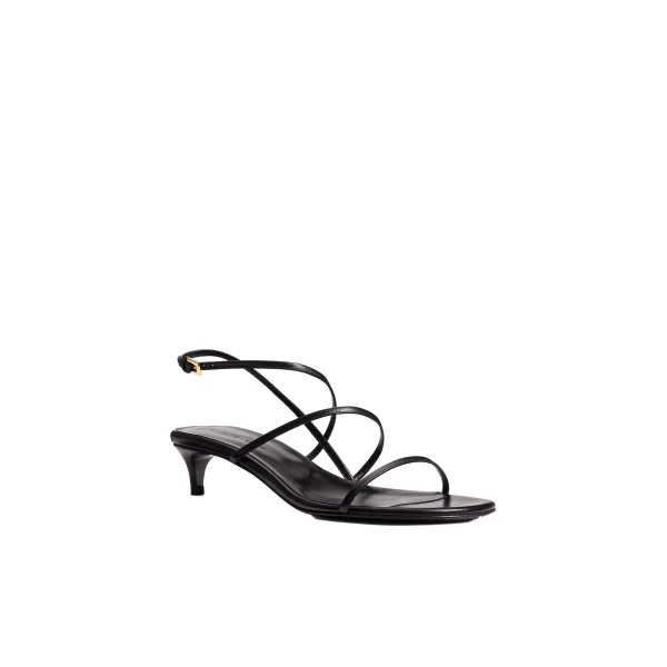 Loop Kitten Heel Sandal in Black Leather - Image 2
