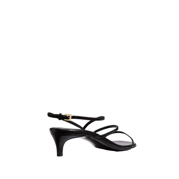 Loop Kitten Heel Sandal in Black Leather - Image 3