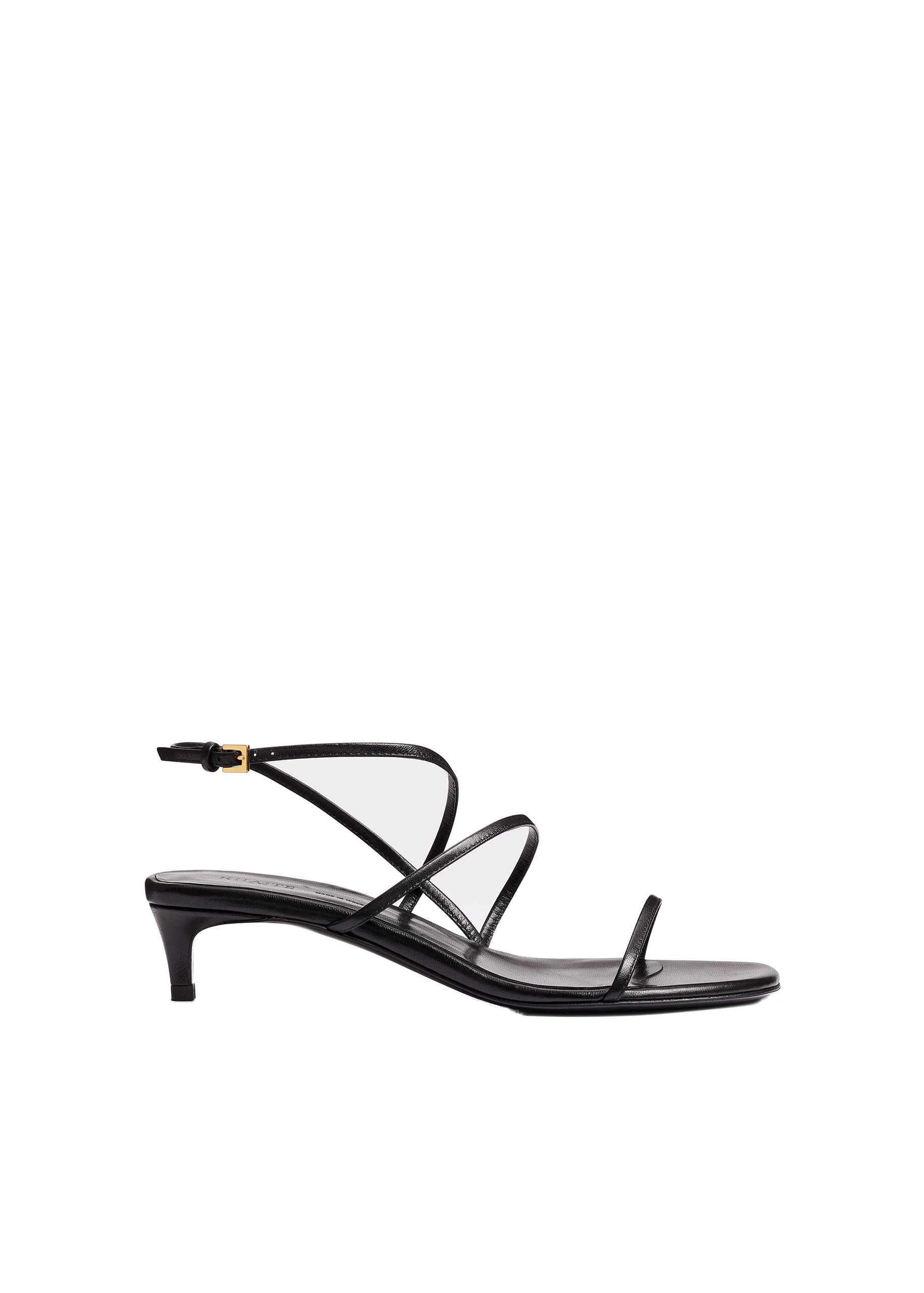 Khaite Loop Kitten Heel Sandal in Black Leather | Buy Shoes at Luxury Shoes Khaite Loop Kitten Heel Sandal in Black Leather