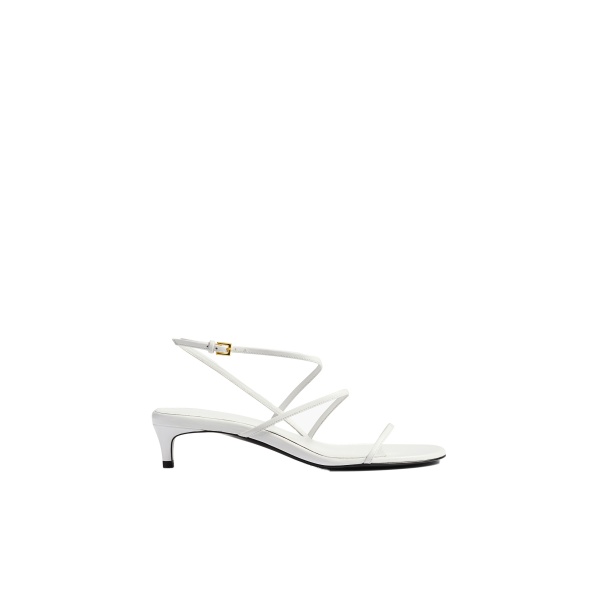 Khaite Loop Kitten Heel Sandal in Chalk Leather