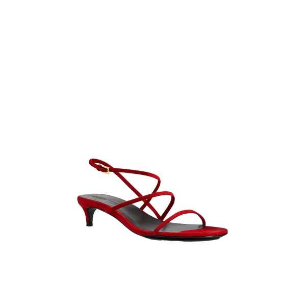 Loop Kitten Heel Sandal in Lipstick Suede - Image 2