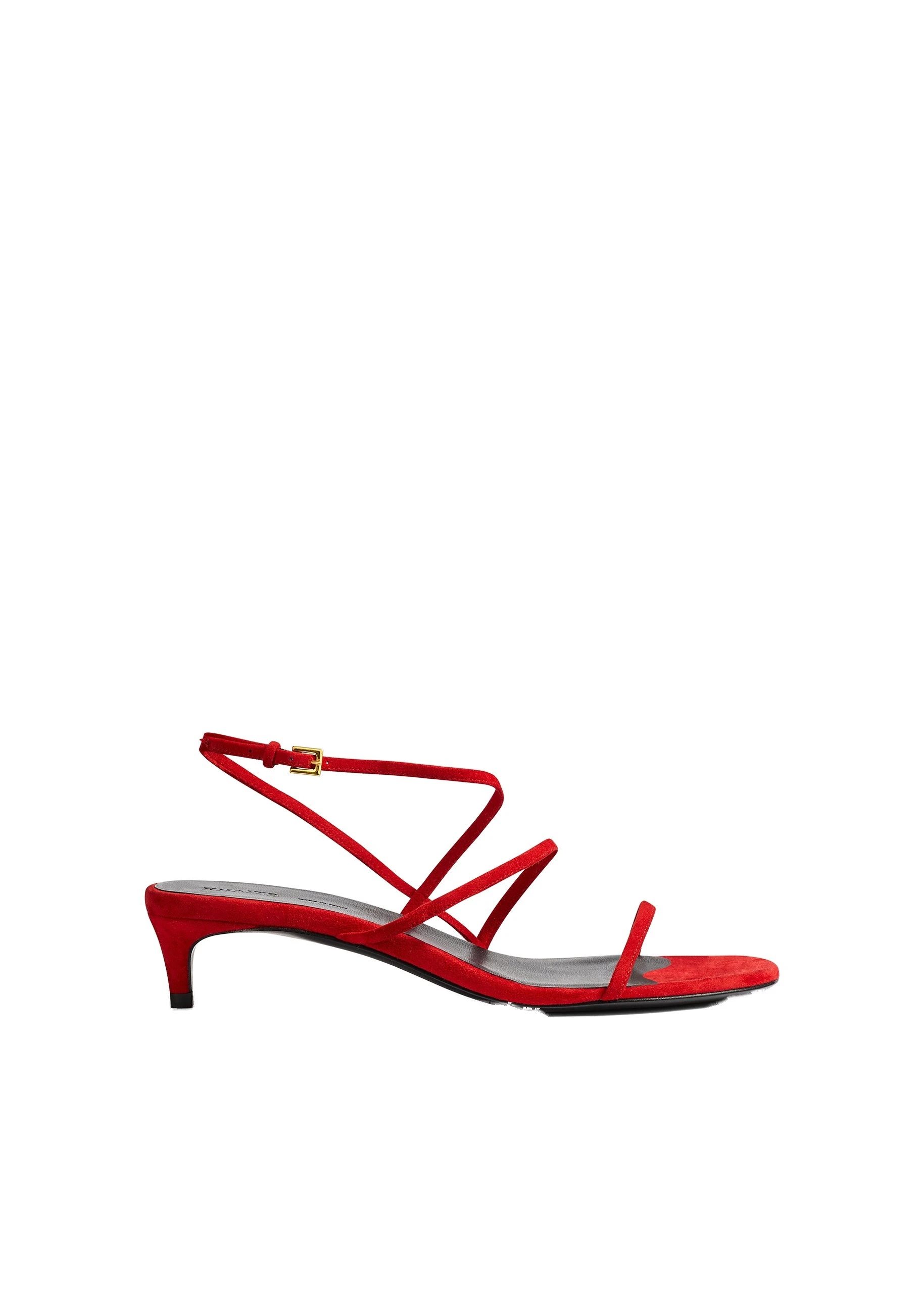Khaite Loop Kitten Heel Sandal in Lipstick Suede | Buy Shoes at Luxury Shoes Khaite Loop Kitten Heel Sandal in Lipstick Suede