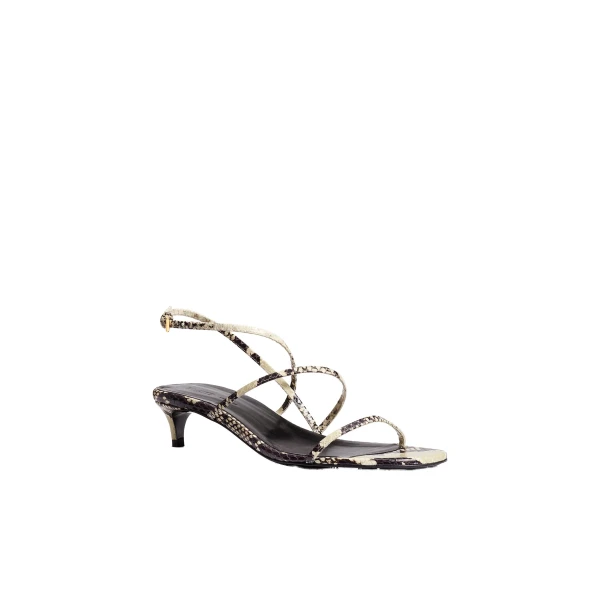 Loop Kitten Heel Sandal in Python-Embossed Leather - Image 2