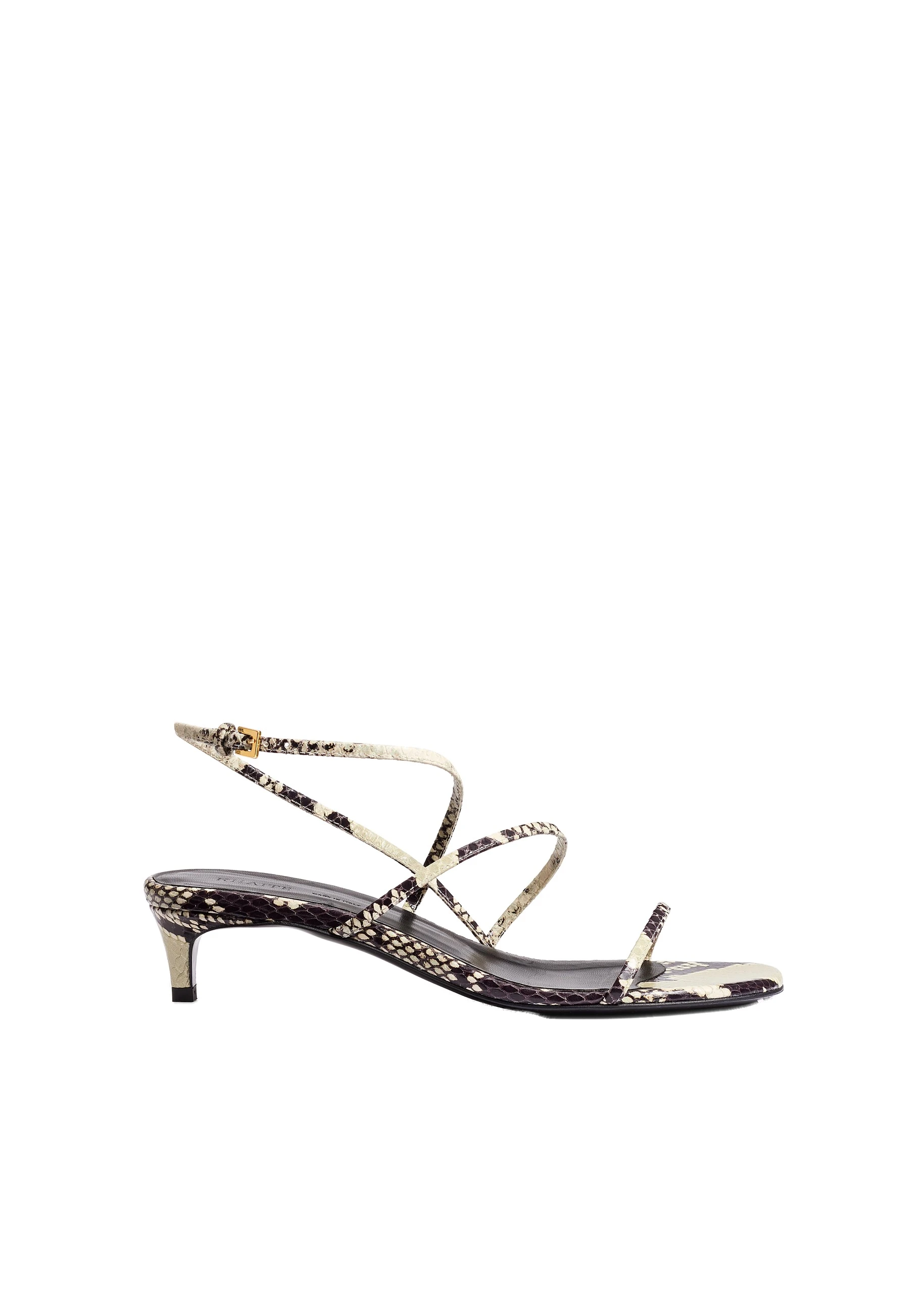 Khaite Loop Kitten Heel Sandal in Python-Embossed Leather | Buy Shoes at Luxury Shoes Khaite Loop Kitten Heel Sandal in Python-Embossed Leather