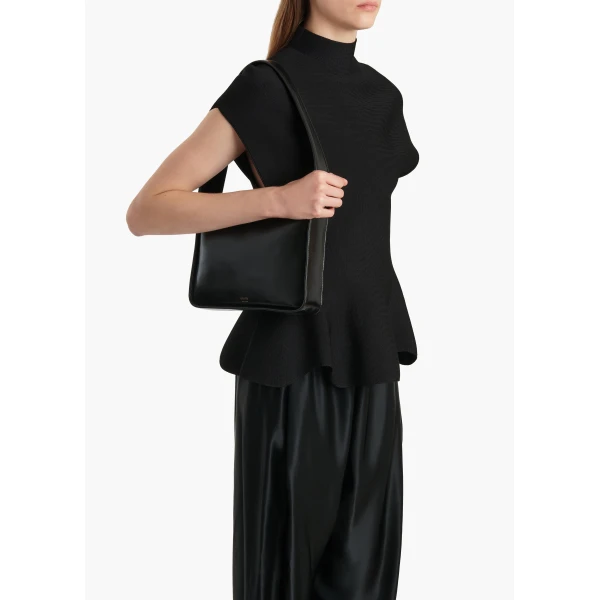 Lori Squared Bag in Black Crackle Patent Leather - Image 5
