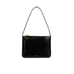 Khaite Lori Squared Bag in Black Crackle Patent Leather