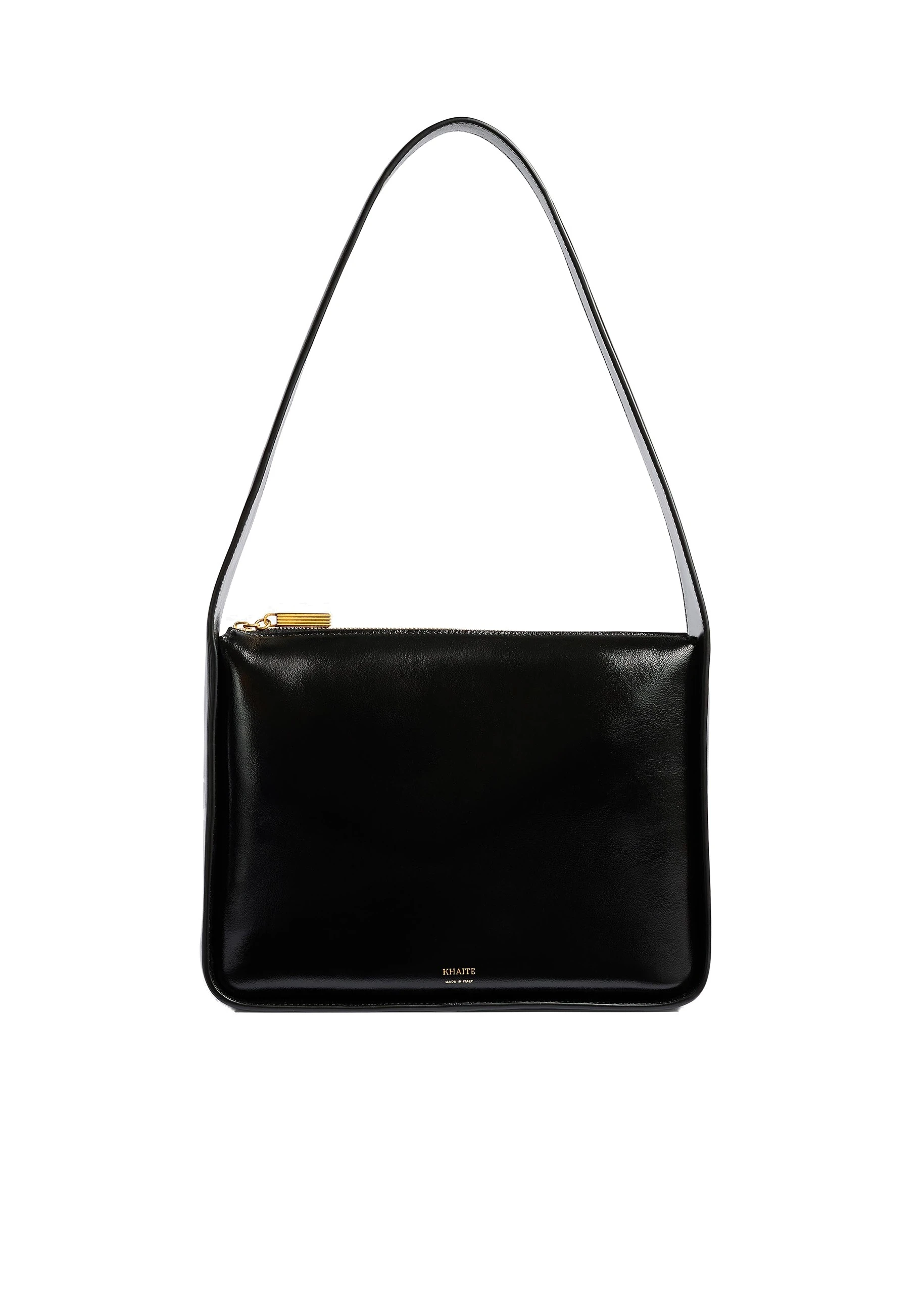 Khaite Lori Squared Bag in Black Crackle Patent Leather | Buy Bags at Luxury Shoes Khaite Lori Squared Bag in Black Crackle Patent Leather