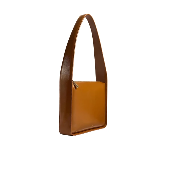 Lori Squared Bag in Dark Honey Crackle Patent Leather - Image 2