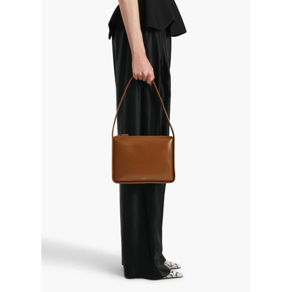 Lori Squared Bag in Dark Honey Crackle Patent Leather - Image 3