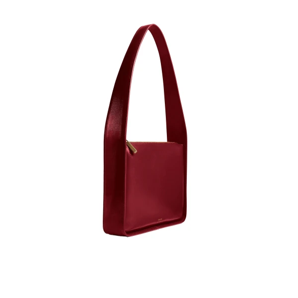 Lori Squared Bag in Oxblood Crackle Patent Leather - Image 2