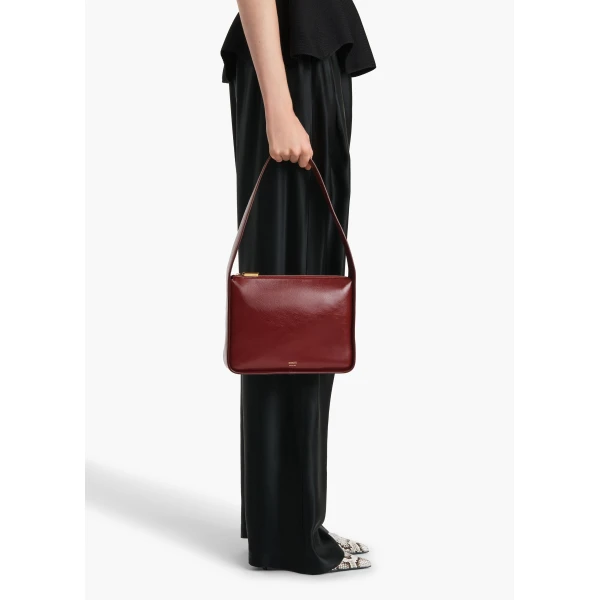 Lori Squared Bag in Oxblood Crackle Patent Leather - Image 3
