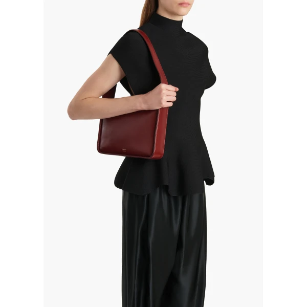 Lori Squared Bag in Oxblood Crackle Patent Leather - Image 5