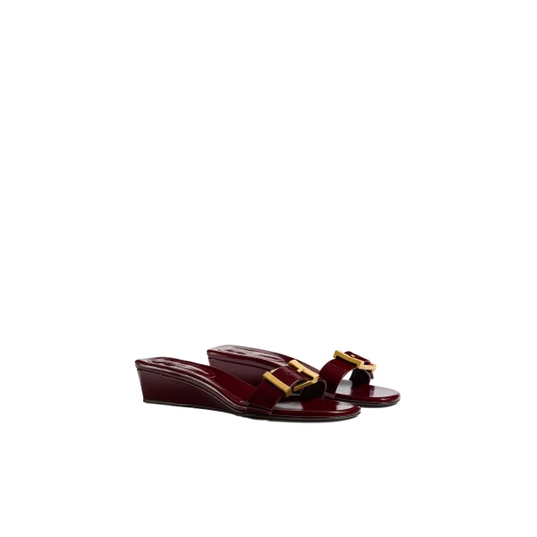 Manhattan Sandal in Bordeaux Glazed Leather - Image 3