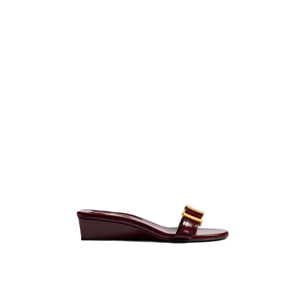 Manhattan Sandal in Bordeaux Glazed Leather