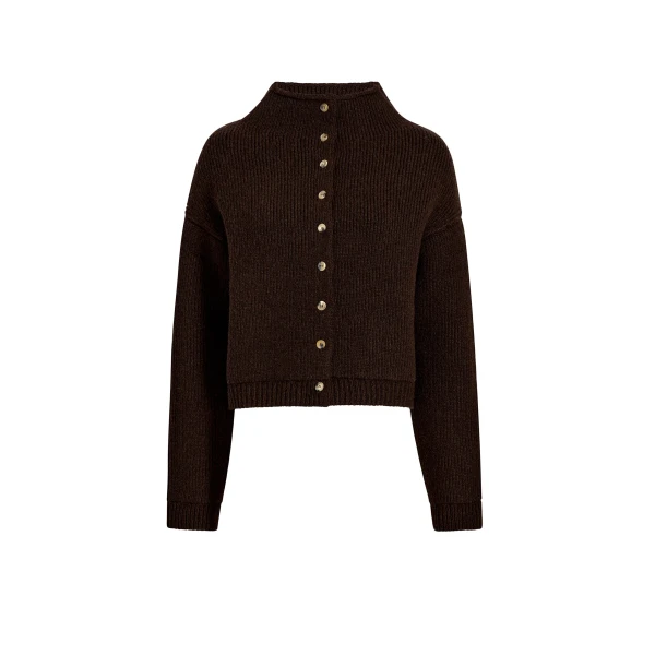 Khaite Marjorie Cardigan in Bark | Knitwear | Luxury Shoes 