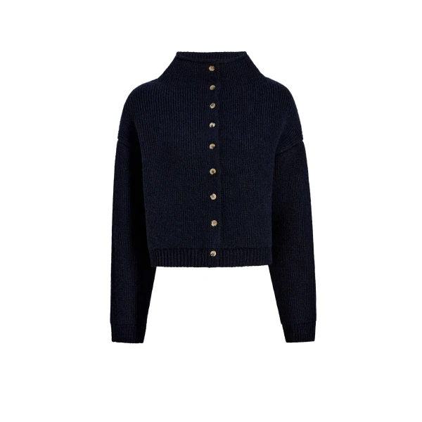 Khaite Marjorie Cardigan in Deep Navy | Knitwear | Luxury Shoes 