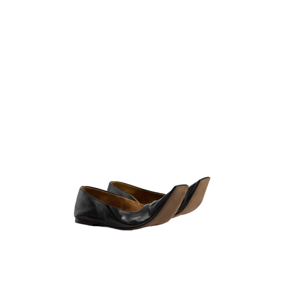Marlene Ballerina in Black Glazed Leather - Image 2