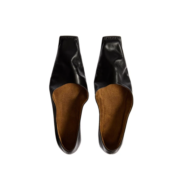 Marlene Ballerina in Black Glazed Leather - Image 4