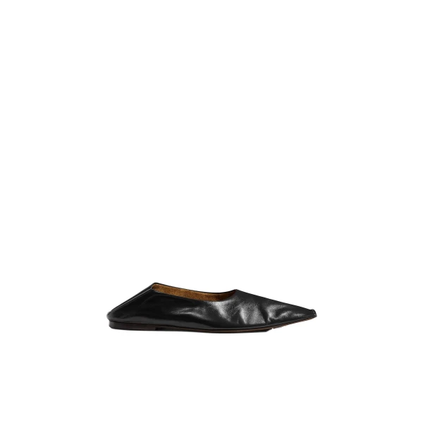 Marlene Ballerina in Black Glazed Leather - Image 6