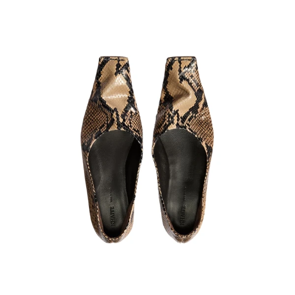 Marlene Ballerina in Python-Embossed Taupe - Image 4