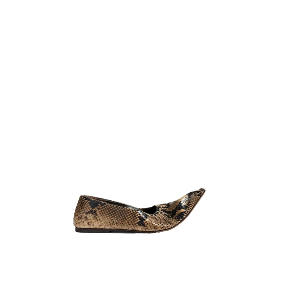Khaite Marlene Ballerina in Python-Embossed Taupe