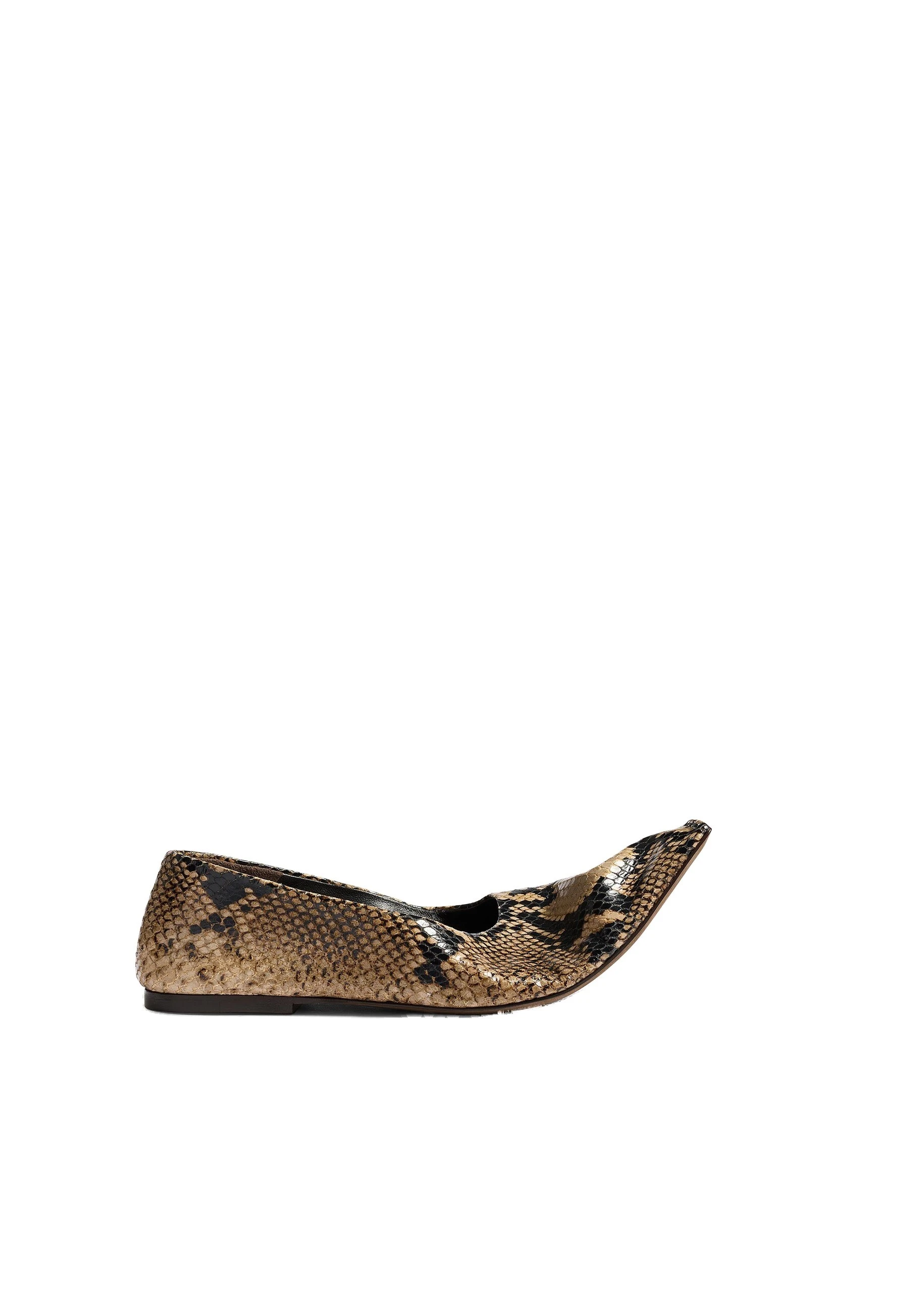 Khaite Marlene Ballerina in Python-Embossed Taupe | Buy Shoes at Luxury Shoes Khaite Marlene Ballerina in Python-Embossed Taupe